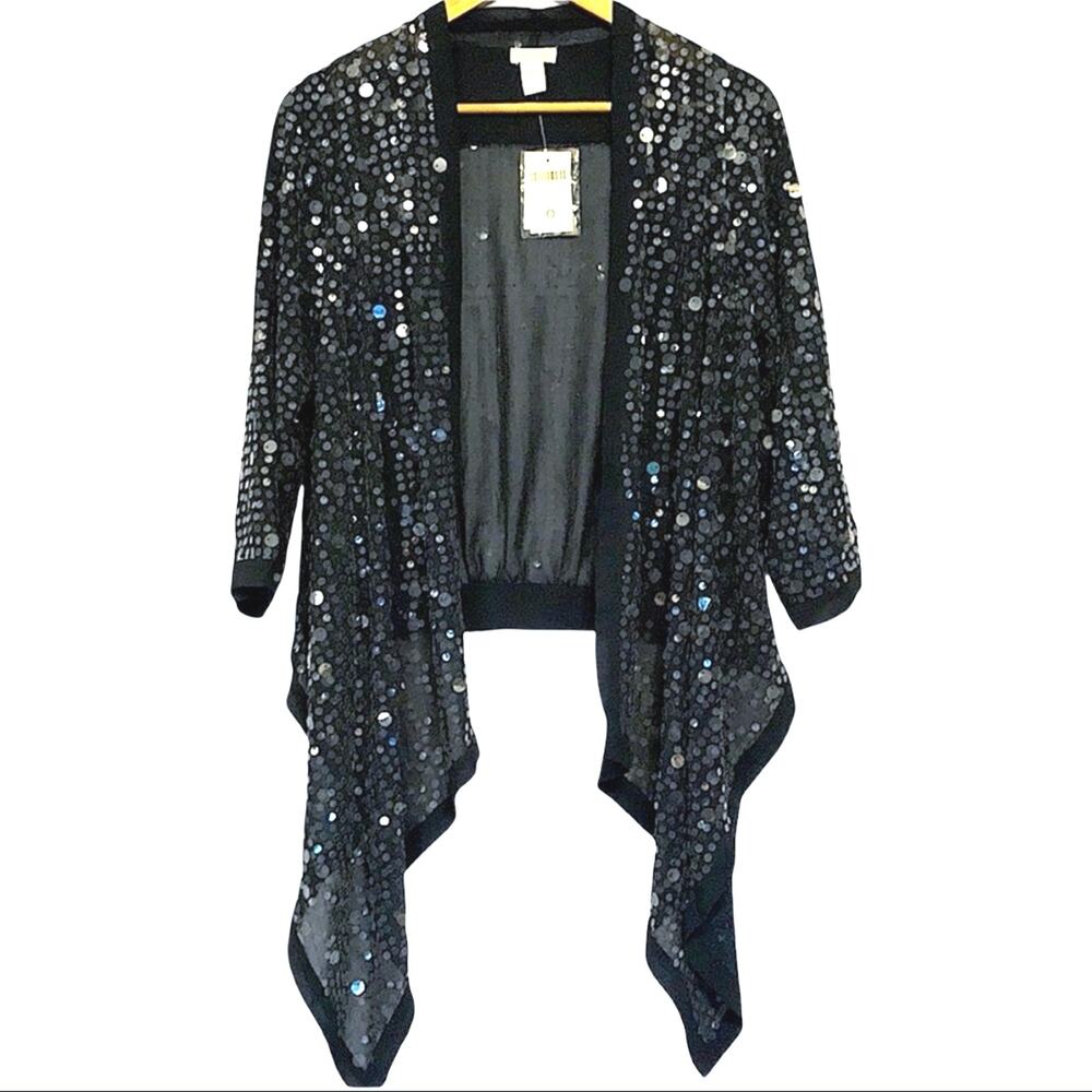 Chico’s Bimini Sequined Blue Jacket Top Cardigan Chico’s 0 Small NWT